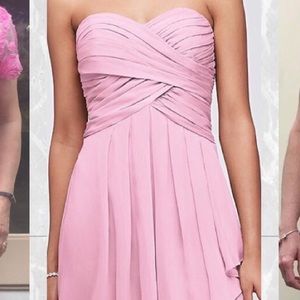 GORGEOUS Chiffon Strapless Pink Cocktail Dress - Just Above Knee Length Size 10
